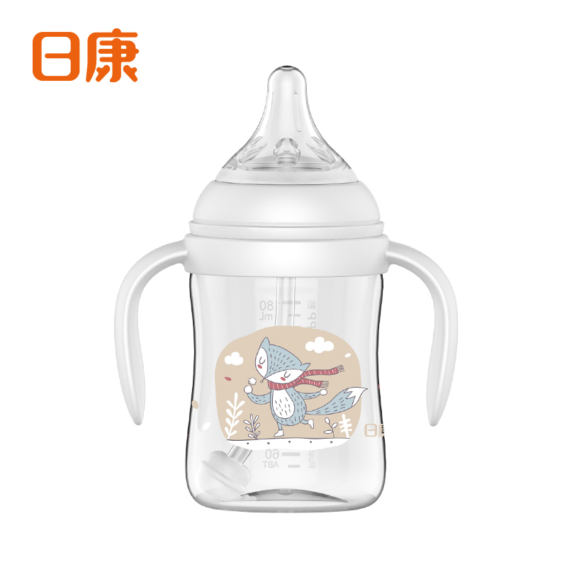 日康宝宝宽口有柄自动PP奶瓶300mlRK-3127[蓝色]