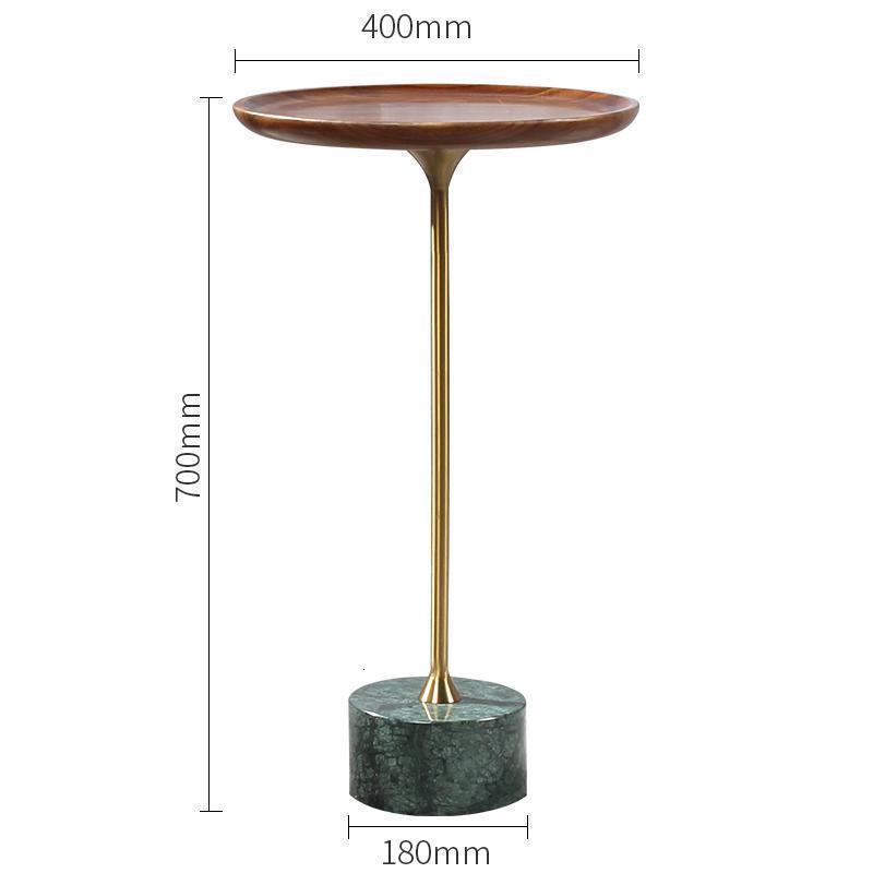 森美人轻奢实木边几大理石边桌窄角桌黑胡桃木床头柜收纳创意沙发小角几 印度绿色D40*H70大面板