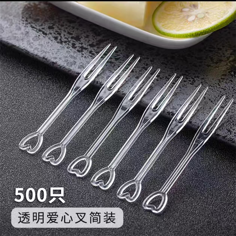 诺欢纳透明塑料一次性水果叉500支/包