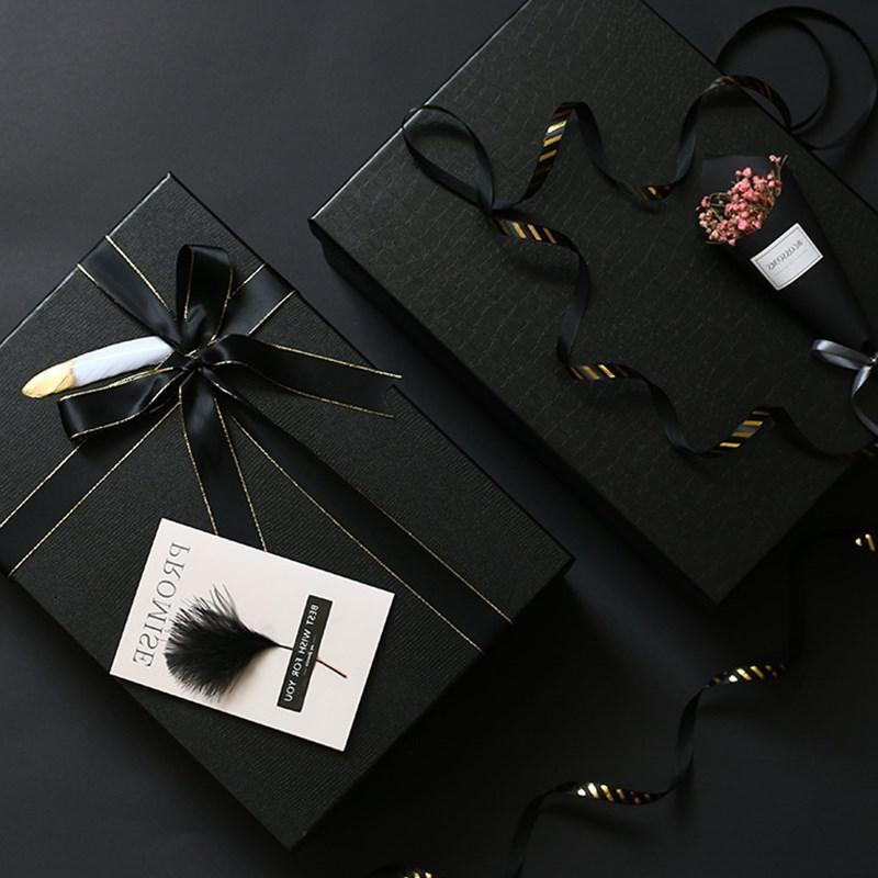 节日大号黑色丝带蝴蝶结包装盒鞋盒礼盒盒长方形礼品盒礼盒礼袋丝带深