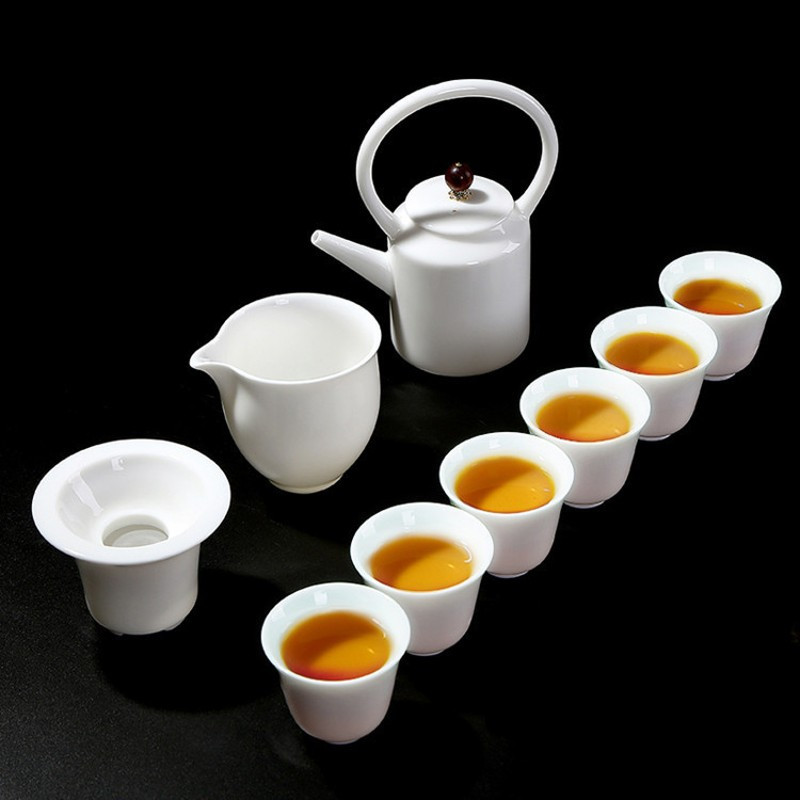 鼎亨陶瓷茶具套装功夫茶具整套玉瓷纯白茶杯茶壶茶道家用办公简约
