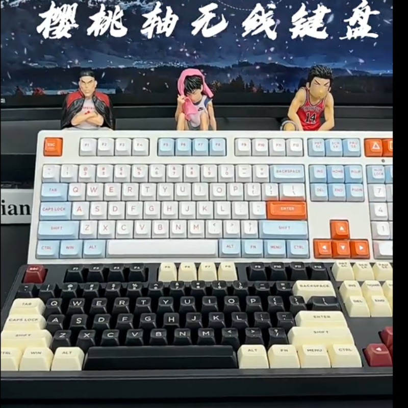 CR87/108樱桃cherry轴无线机械键盘鼠标套装有线蓝牙三模版青轴游戏电竞办公电脑笔记本平板通用 108键黑色无线高清大图