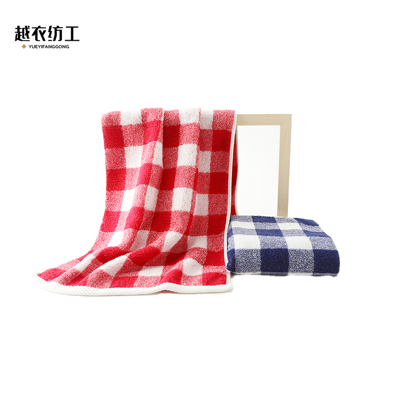 越衣纺工 大方格毛巾 34*74(±2)条高清大图