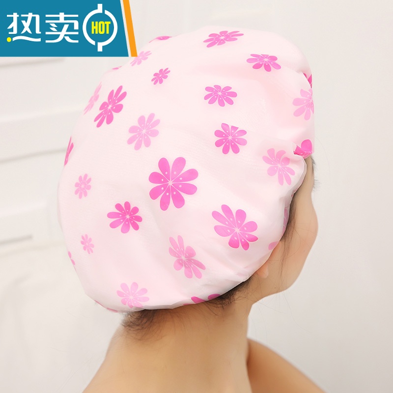 敬平浴帽干发帽吸水速干器头发包头巾可爱韩国儿童女孩女士 2个装 花朵+樱桃高清大图