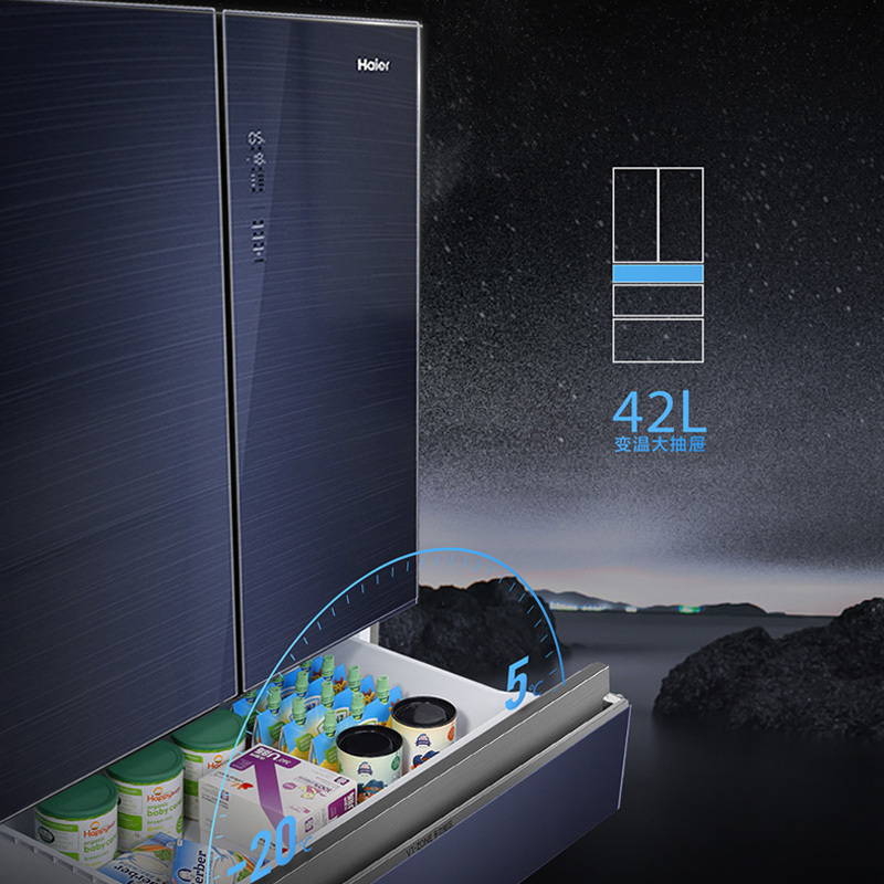 海尔(haier)冰箱421升多门风冷一级变频 阻氧干湿分储全温区变温 母婴