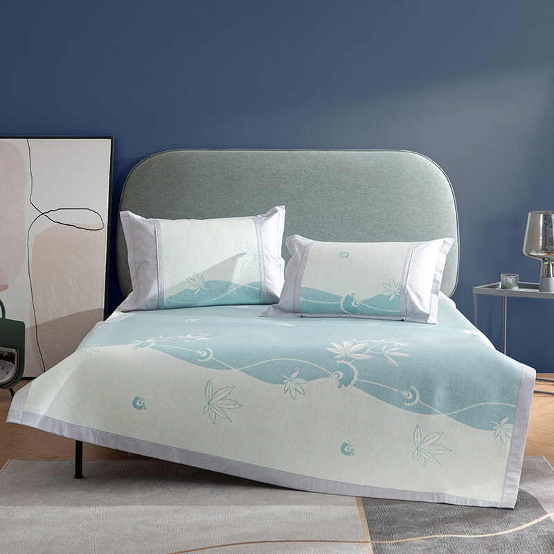 罗莱 11TGZL0129 仲夏夜梦透气冰丝席三件套绿色180*200cm高清大图