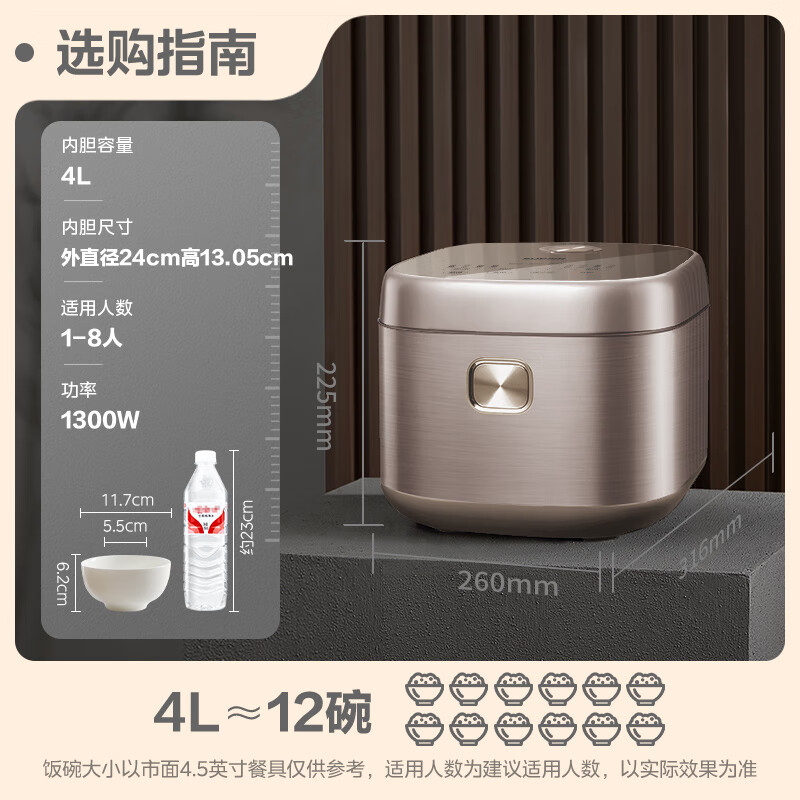 苏泊尔(SUPOR)家用智能多功能电饭锅煮饭锅 316L不锈钢内胆 柴火饭IH加热 0涂层电饭煲4升SF40HC4896高清大图