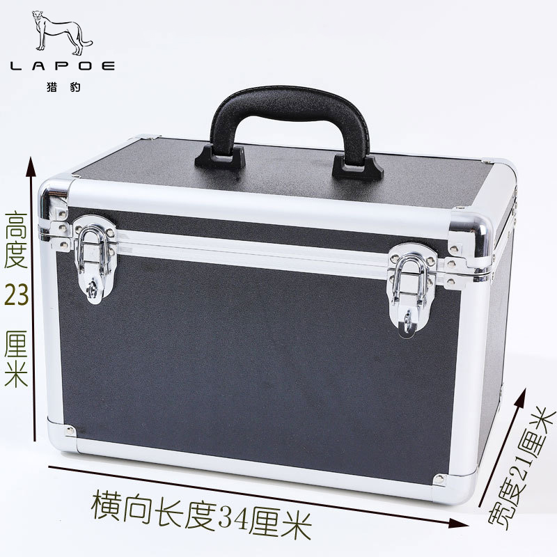 猎豹 铝合金手提工具箱挂锁款带隔层 34*21*23cm/个高清大图
