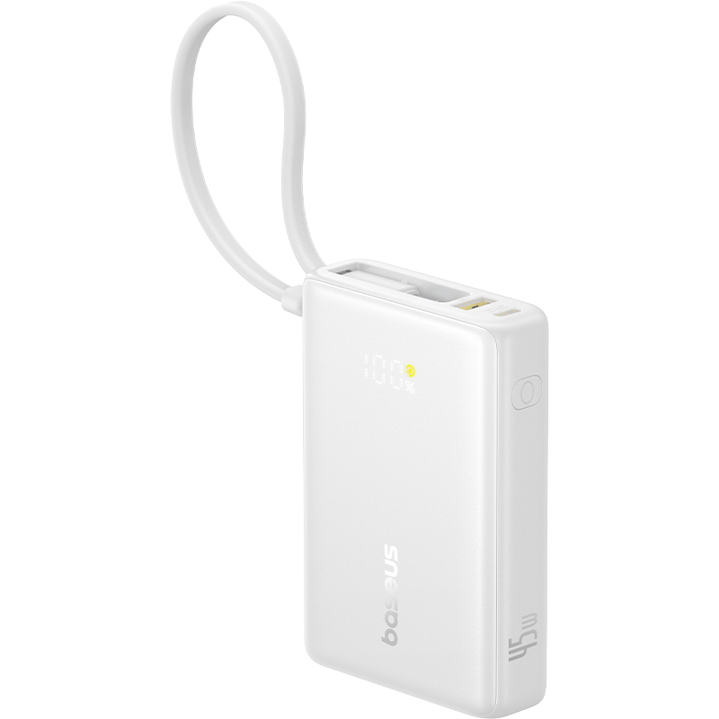 BASEUS EnerCore P1 数显自带线移动电源 10000mAh 45W 皓月白g