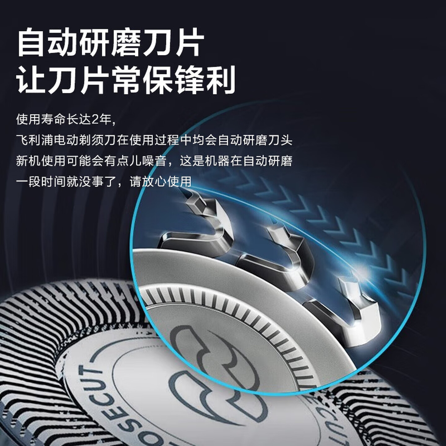 飞利浦(PHILIPS)电动剃须刀经典便携款 自研磨刀片刮胡刀 生日礼物送男生老公父亲 PQ190/16高清大图