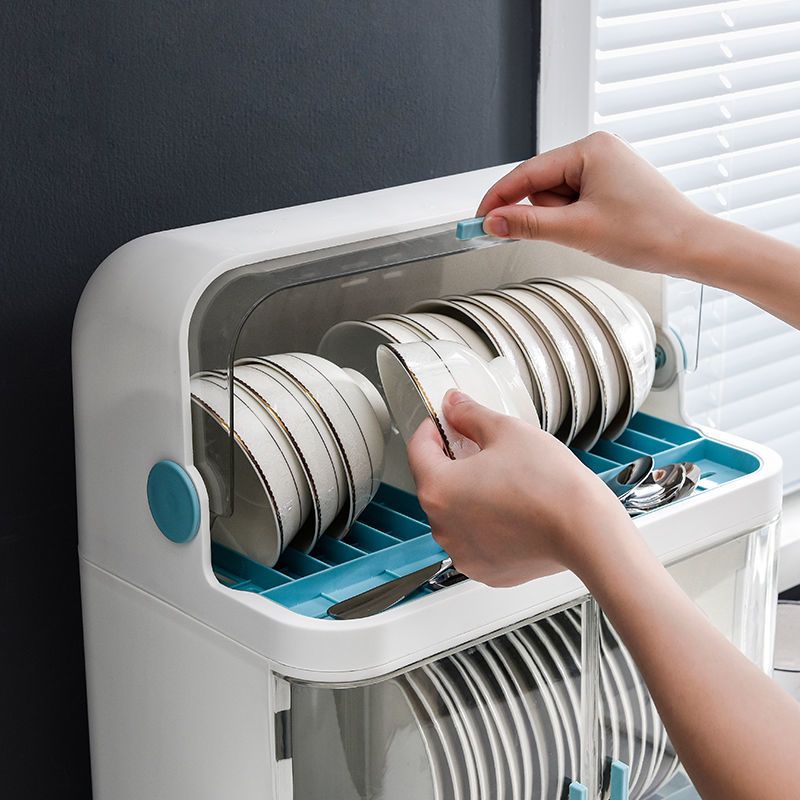 植酷厨房置物架碗筷收纳盒碗柜放碗收纳盒沥水碗架家用餐具柜多层单层