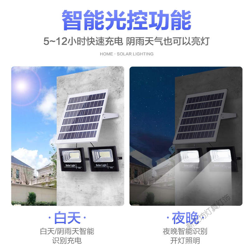 苏宁放心购 太阳能户外灯庭院室外防水家用室内照明超亮大功率一拖二LED路灯高清大图