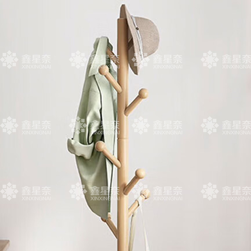 鑫星奈 XXN4041301 落地衣帽架家用卧式挂衣架原木色三角圆头高清大图