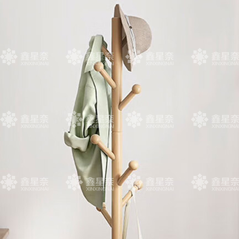 鑫星奈 XXN4041301 落地衣帽架家用卧式挂衣架原木色三角圆头