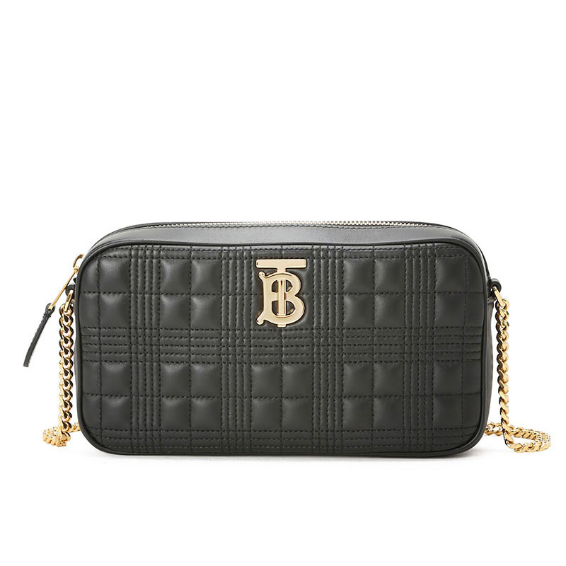 预订 BURBERRY 博柏利 相机包 TB LOGO 绗缝格纹羔羊皮 单肩包 斜挎包 链条包8020713 金扣