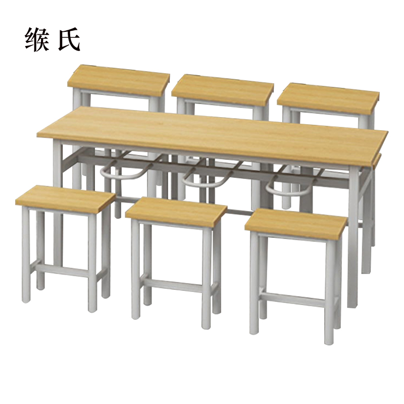 缑氏餐桌6人学校食堂小吃店快餐桌椅饭堂防火板桌1800*600*750高清大图