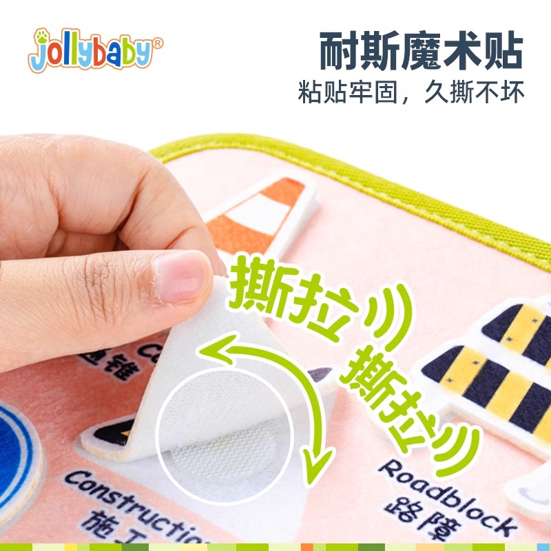 jollybaby撕撕书早教撕不烂可啃咬魔术贴安静书0-1岁婴儿玩具1663高清大图
