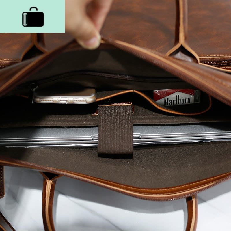 男包 韩版男士手提包时尚潮流公文包商务简约休闲个性手拎包NEW LAKE 咖啡色收藏送礼品图片