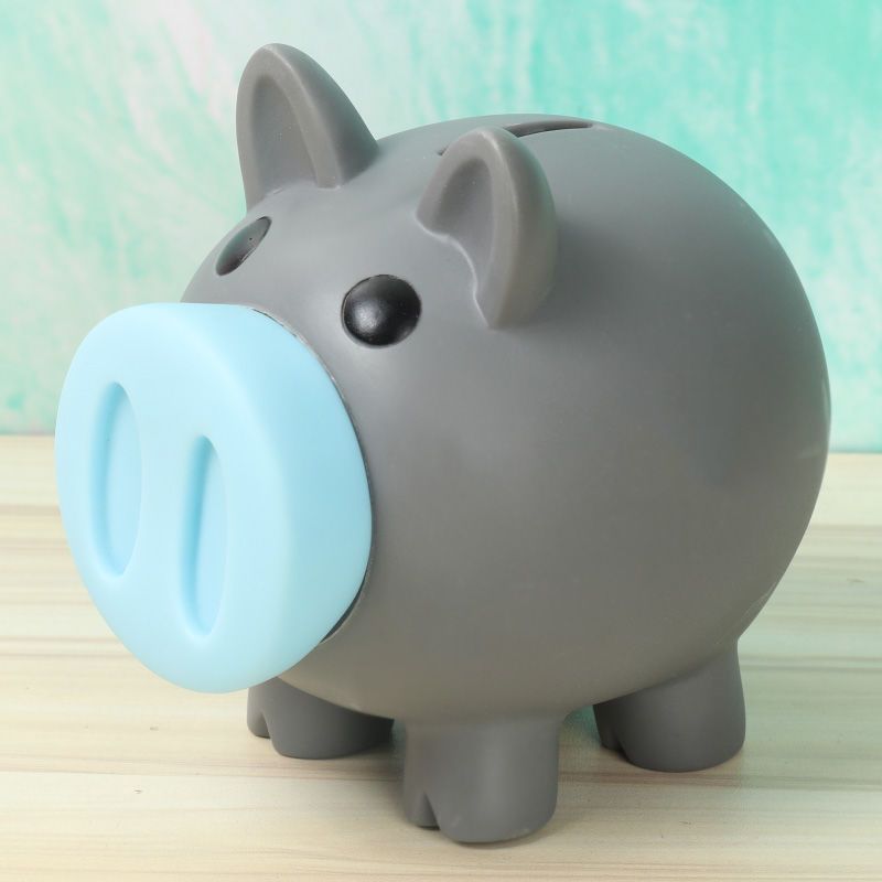 小猪可爱萌儿童存钱罐少女心储蓄罐创意生日礼物礼品礼品M0|黑色小猪蓝色鼻子