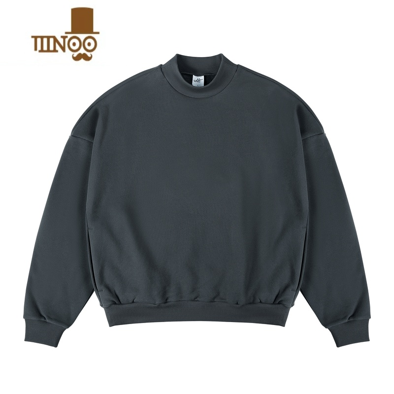 YANXUIDLT 廓形卫衣 400g毛圈 落肩半高领宽松男女基础国潮ins高清大图