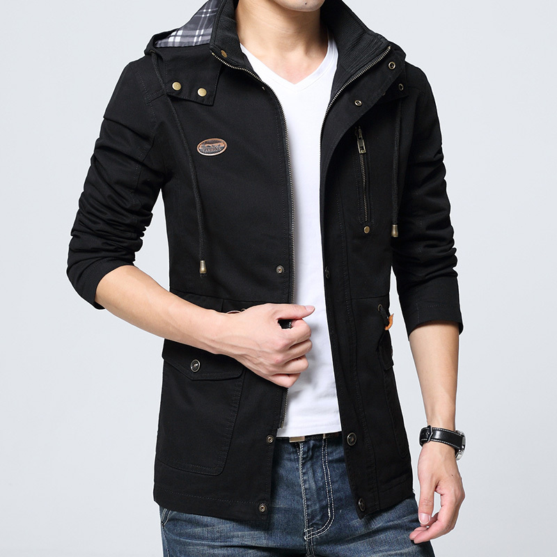 yuansu外套男秋冬男装薄款夹克上衣秋装男士衣服褂子中长款风衣外衣