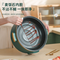 时光旧巷电蒸锅多功能家用大容量三层电蒸笼预约定时多层蒸馒头智能蒸煮锅_28CM金边绿旋钮款三层蒸笼_5层