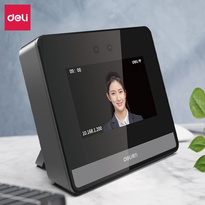 得力(deli) 大容量存储动态人脸识别智能云考勤机 1500张面容 一键报表 AH400-C