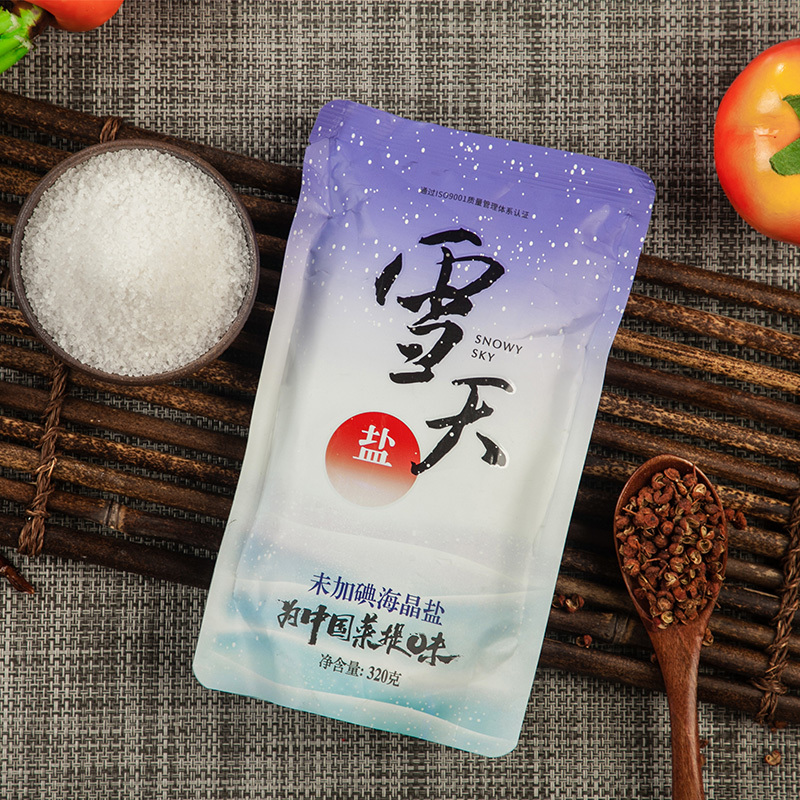 雪天无添加未加碘海晶盐320g*3袋 买2组送1包