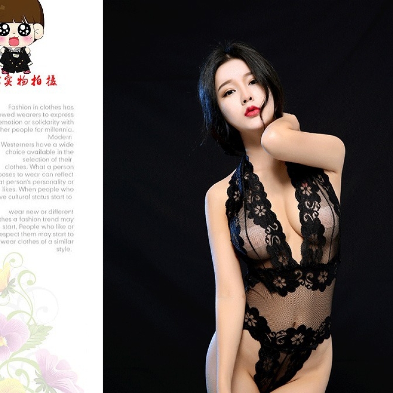 欧美露乳透明连体情趣内衣紧身包衣式蕾丝网纱性感诱惑套装1013高清大图