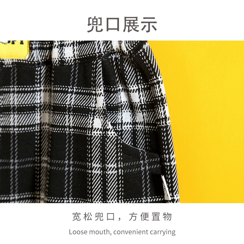 SNOOPY史努比童装男童春秋季女童卫裤小童长裤格子休闲裤时尚外出束脚裤AI003