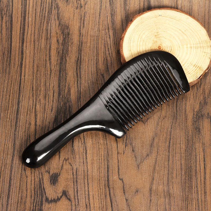 黑牛角梳nb14细齿天然牛角梳子女按摩梳头皮大齿头部经络木梳静电脱发