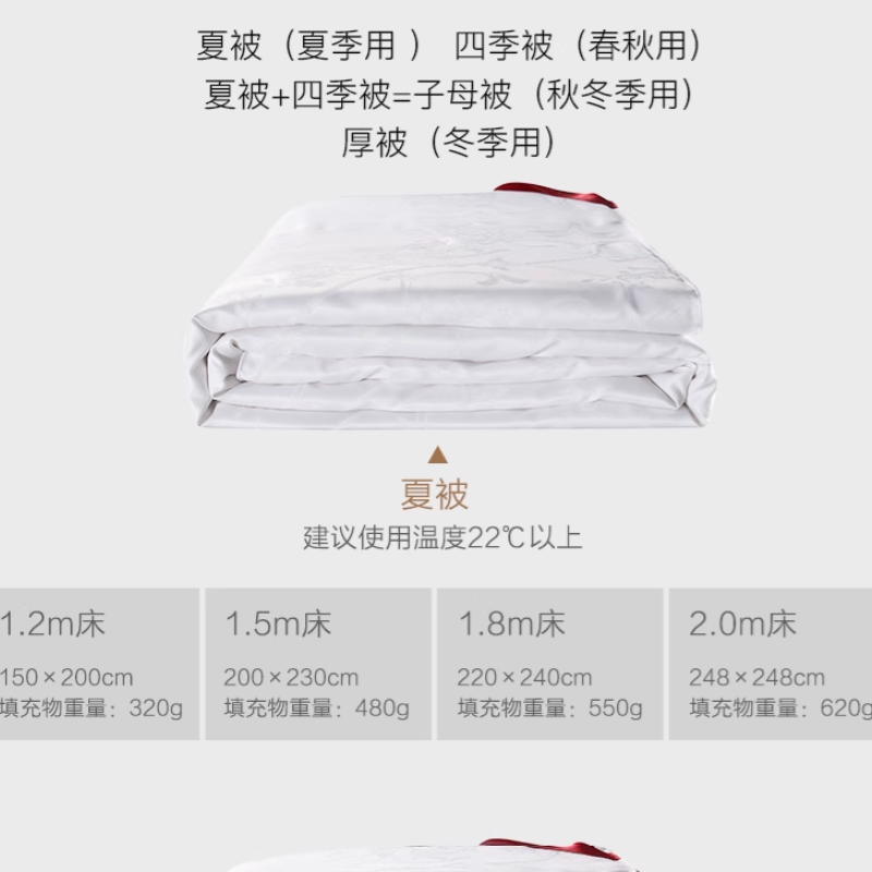 美帮汇家纺 桑蚕丝夏被双人被全棉蚕丝空调被金枝玉叶桑蚕丝被高清大图