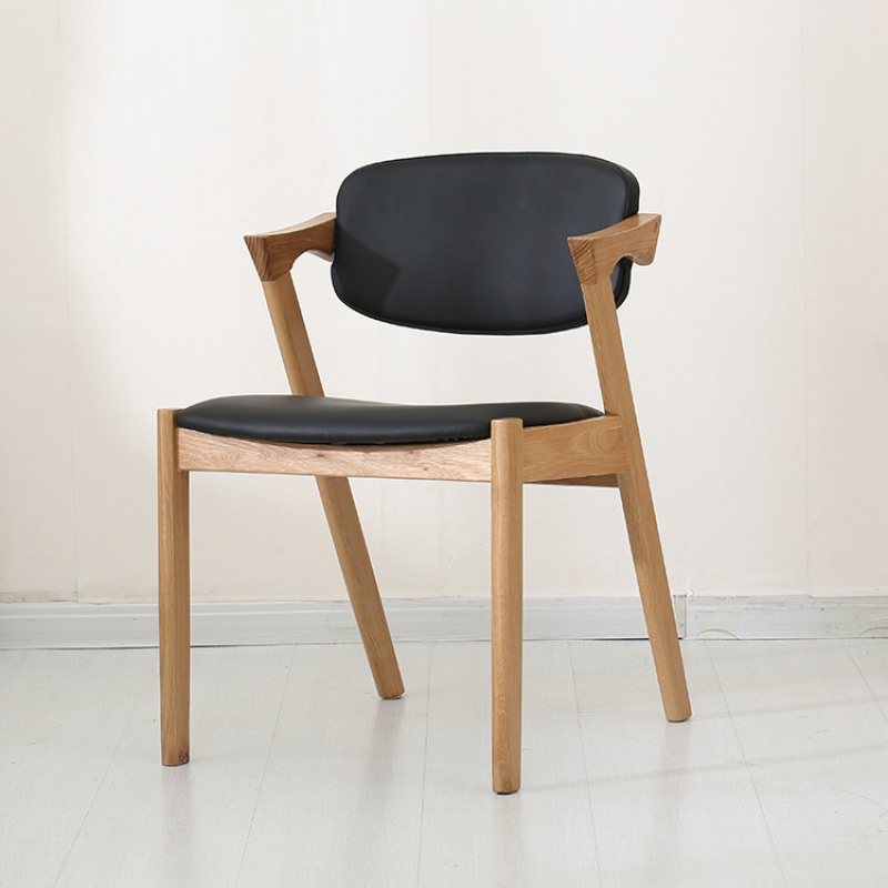 北欧现代实木z型餐椅简约咖啡厅休闲椅原木色餐桌椅靠背椅子