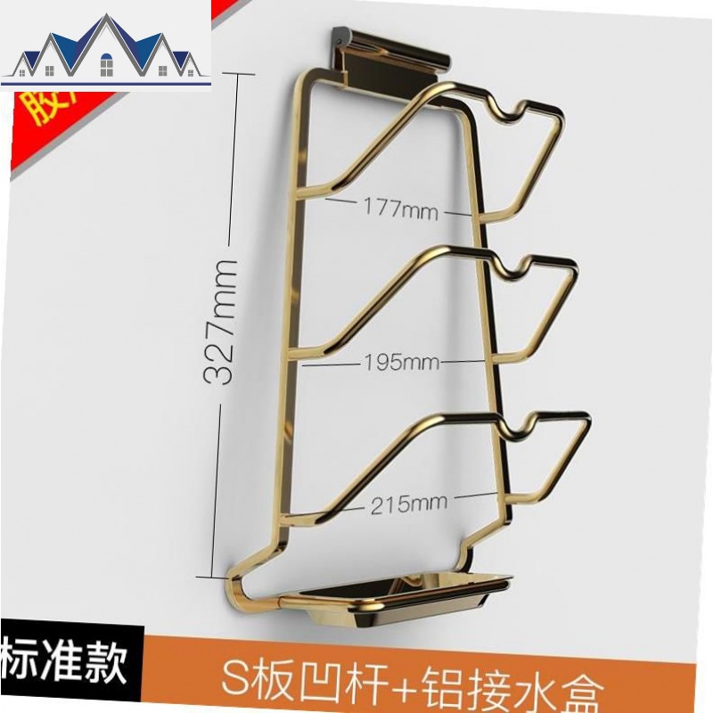 锅盖挂壁厨房壁挂式挂墙上锅架挂钩收纳家用置物简易多层功能置放 三维工匠收纳层架高清大图