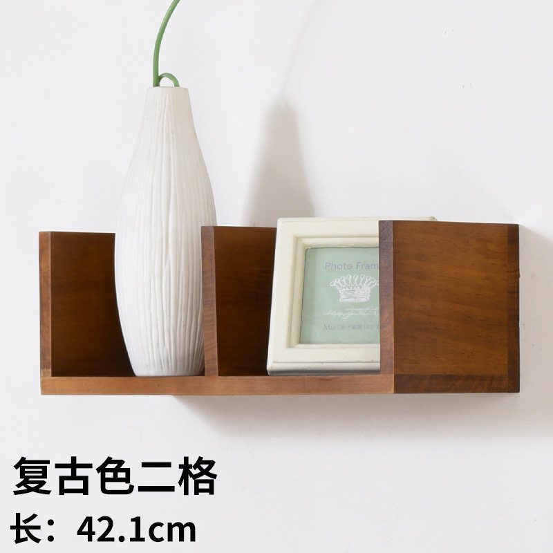 家柏饰(CORATED)墙上置物架壁挂客厅电视背景墙墙面隔板创意格子卧室墙壁书架装饰 原木色二格高清大图