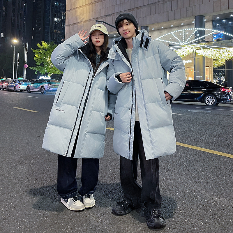 JEEPSPIRIT新款羽绒服情侣冬季男女洋气显瘦外穿中长款防寒外套_978 3XL 冰川蓝
