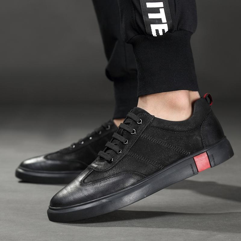 牛皮休闲皮鞋软皮软底百搭男鞋商务正装皮鞋真皮软底黑色潮流百搭男士