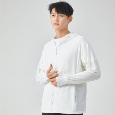 夏季防晒衣女薄款透气防紫外线冰丝长袖户外防晒服男 男/白/防晒衣 均码