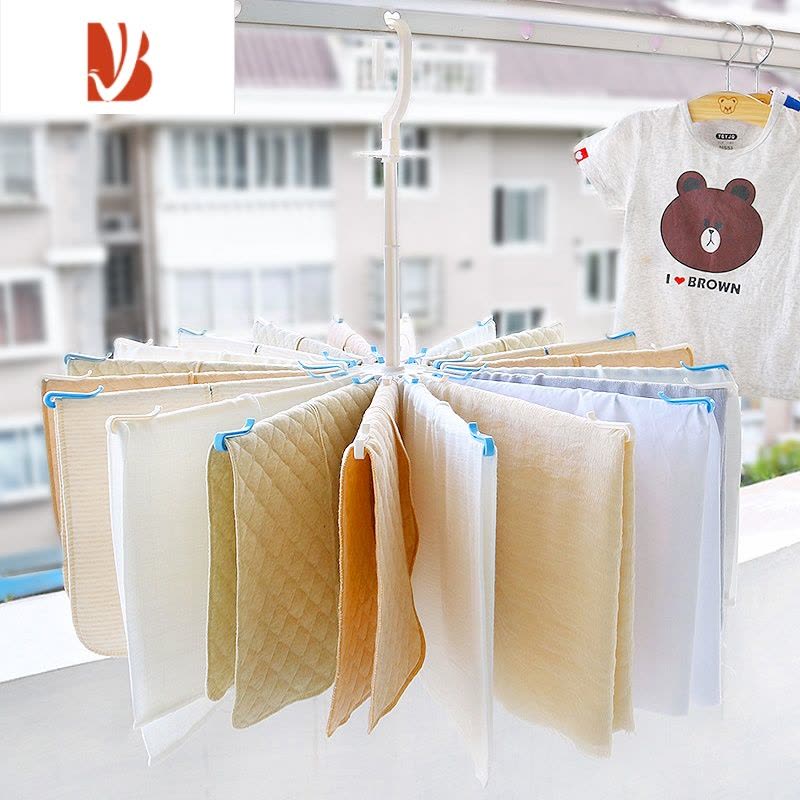 三维工匠晾衣服的架子尿布架防风阳台可折叠新生儿宝宝婴儿尿布凉衣架晒架图片