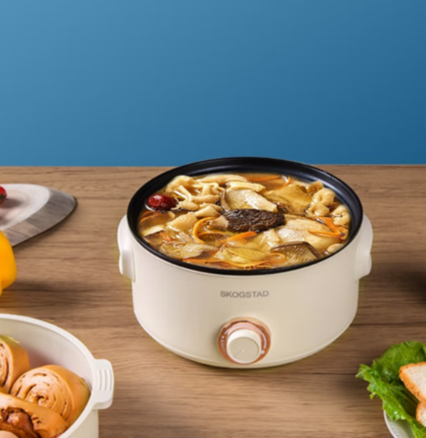 思嘉思达1360瓦强劲加热铝合金不粘内锅3.5升大容量旋钮控制花漾涮煮蒸火锅SKD-G0105高清大图