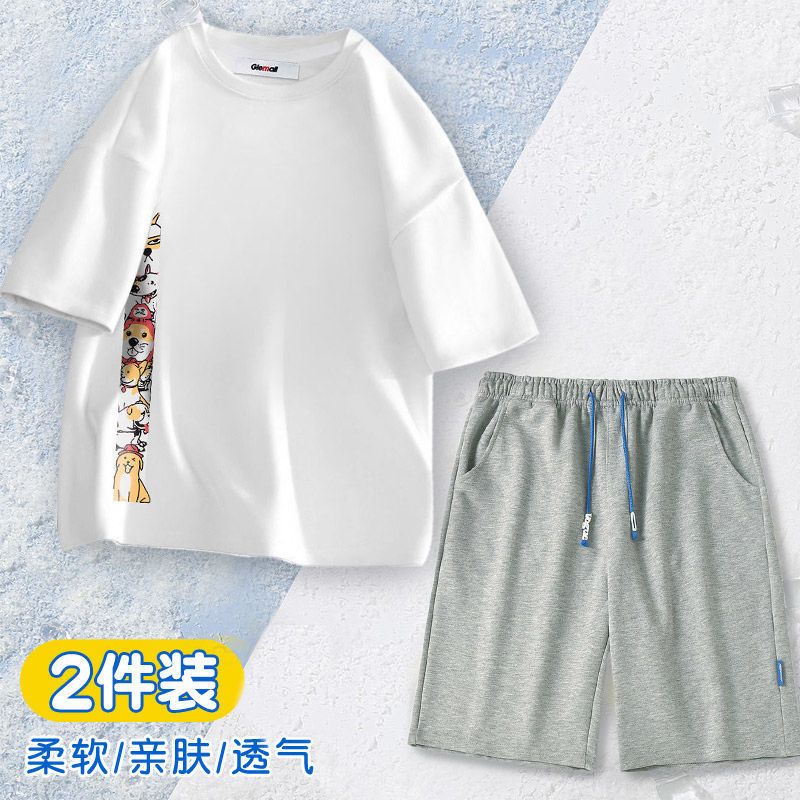 森马集团旗下GleMall新款潮男夏天短袖t恤男休闲宽松短袖套装男