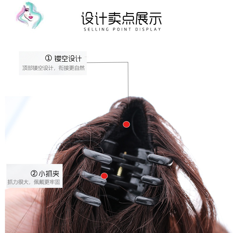 马尾女短卷发 抓夹式短款网红高马尾 自然玉米烫假发