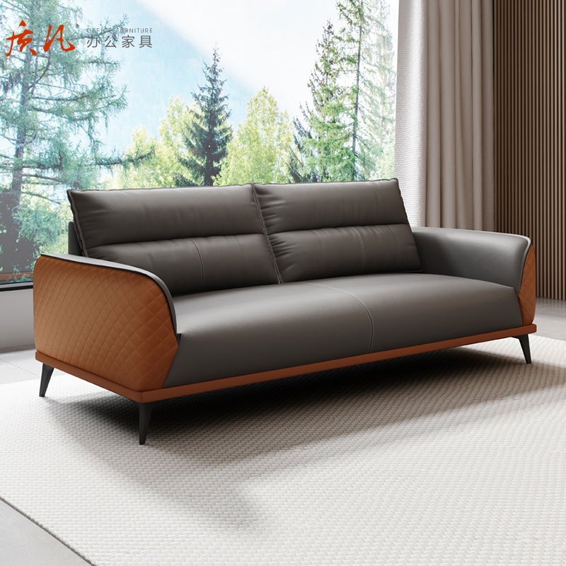 苏宁 质凡 办公家具接待会客简约办公沙发 1+1+3[水洗乳胶坐垫]高清大图