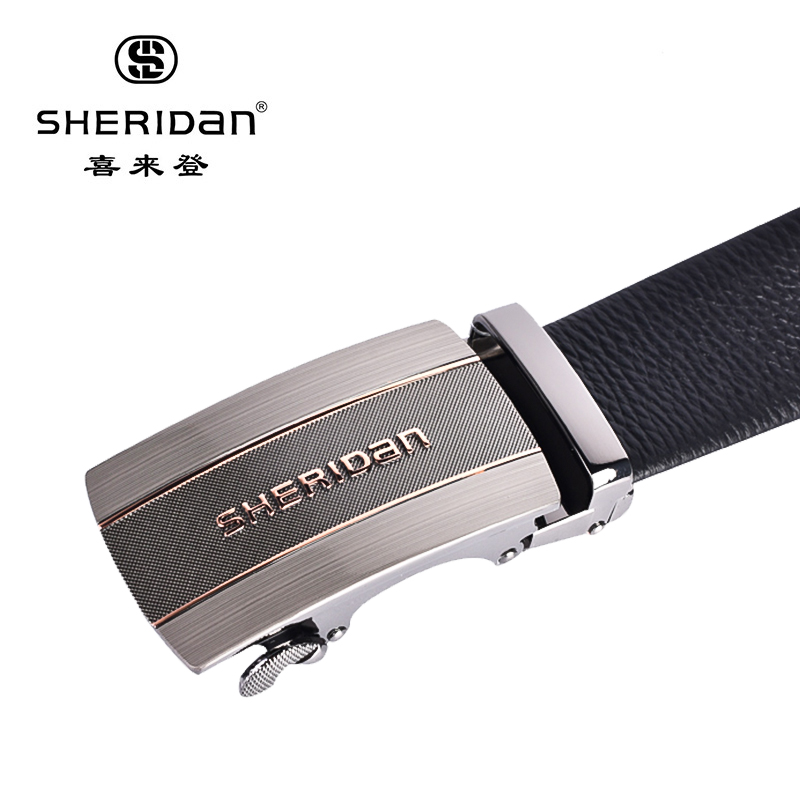 喜来登SHERIDAN男士头层牛皮自动扣皮带高清大图