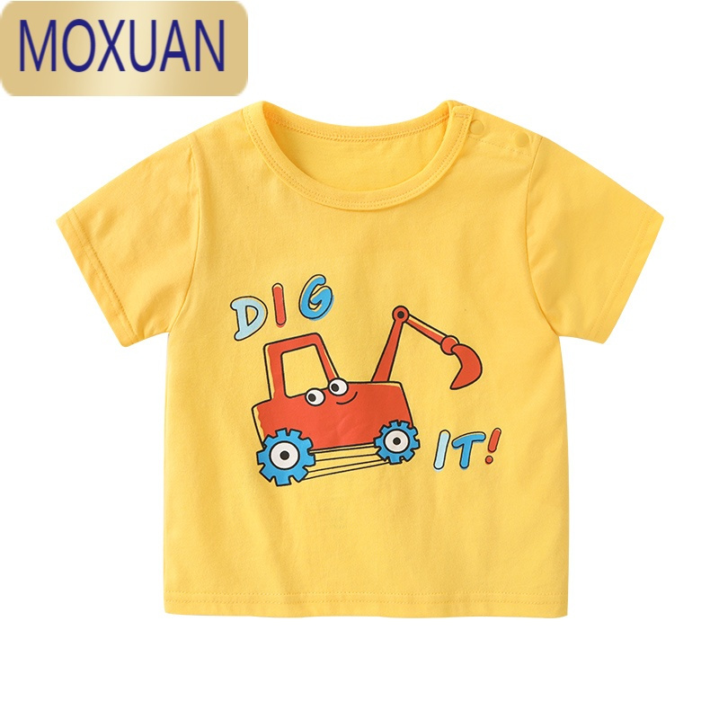 moxuan婴儿衣服短袖t恤卡通印花男童3岁夏装1儿童宝宝女小童上衣