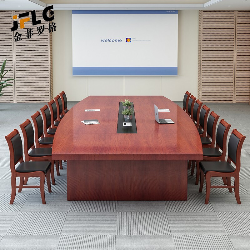 苏宁 金菲罗格 办公家具实木油漆贴皮职员会议桌高清大图