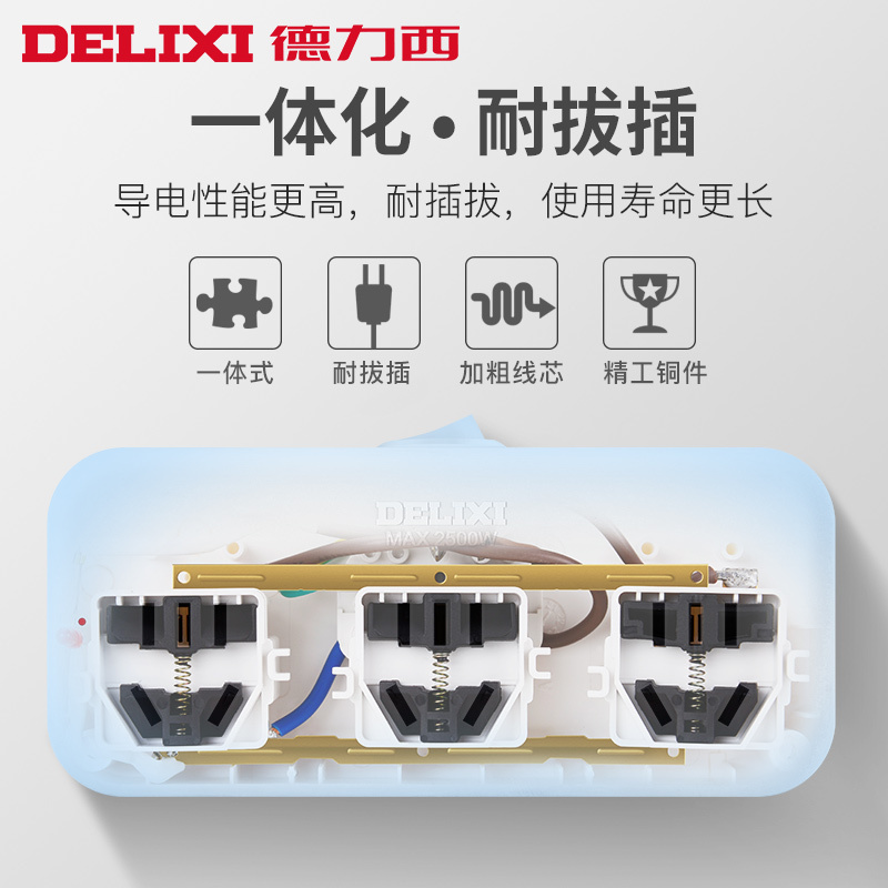 德力西(DELIXI) 插座转换器插头无线插排插线板USB多功能家用 面板多孔 CD98Z-B系列高清大图