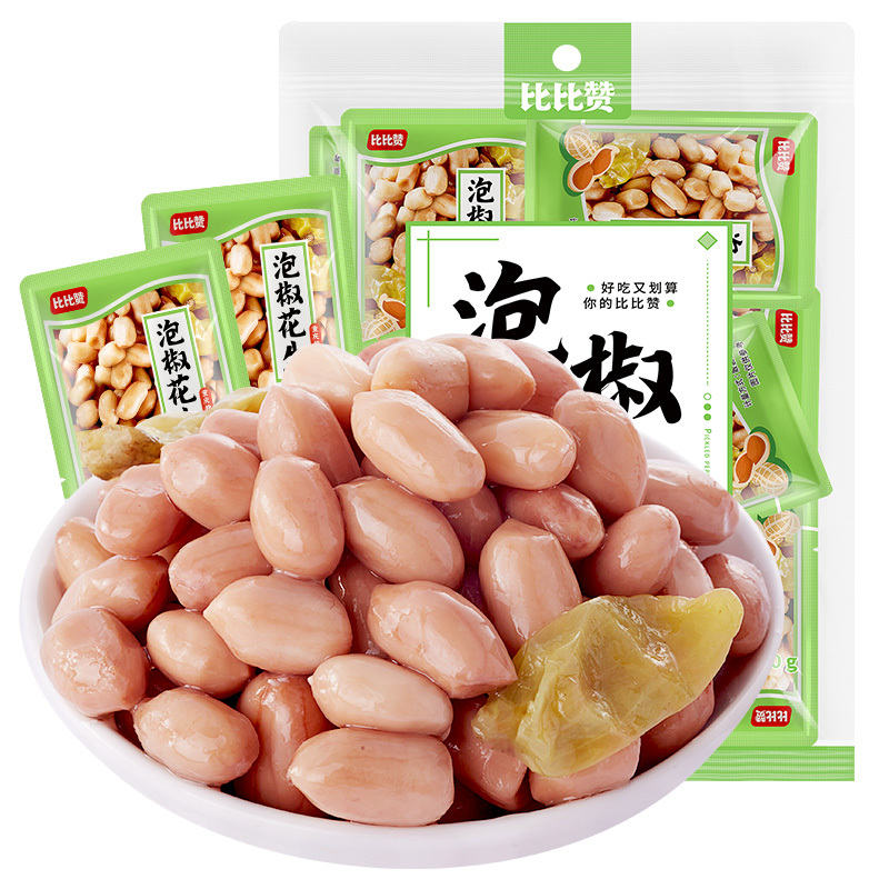 比比赞泡椒花生250g袋装下酒菜小包装花生米解馋小零食小吃货休闲食品散装
