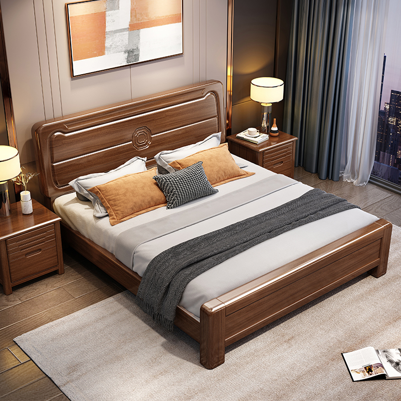 家具>床>实木床>都市名门>都市名门强林a03#胡桃木实木床>