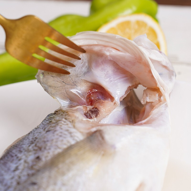 好拾味 国产冷冻鲜蒸三去海鲈鱼(去鳃去鳞去内脏)500g 生鲜 海鲜水产